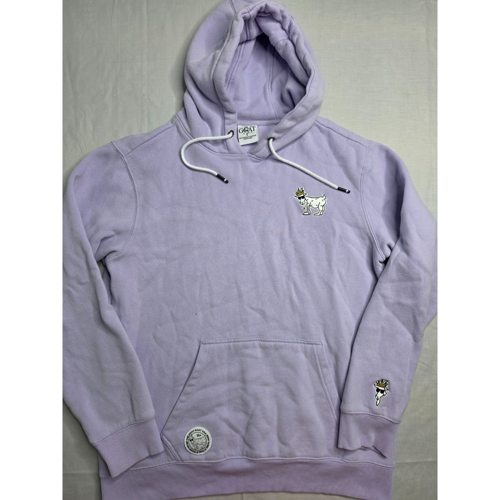 Goat USA Hoodie Men's Medium Purple Cotton Fleece Lined Kangaroo Pocket Skater